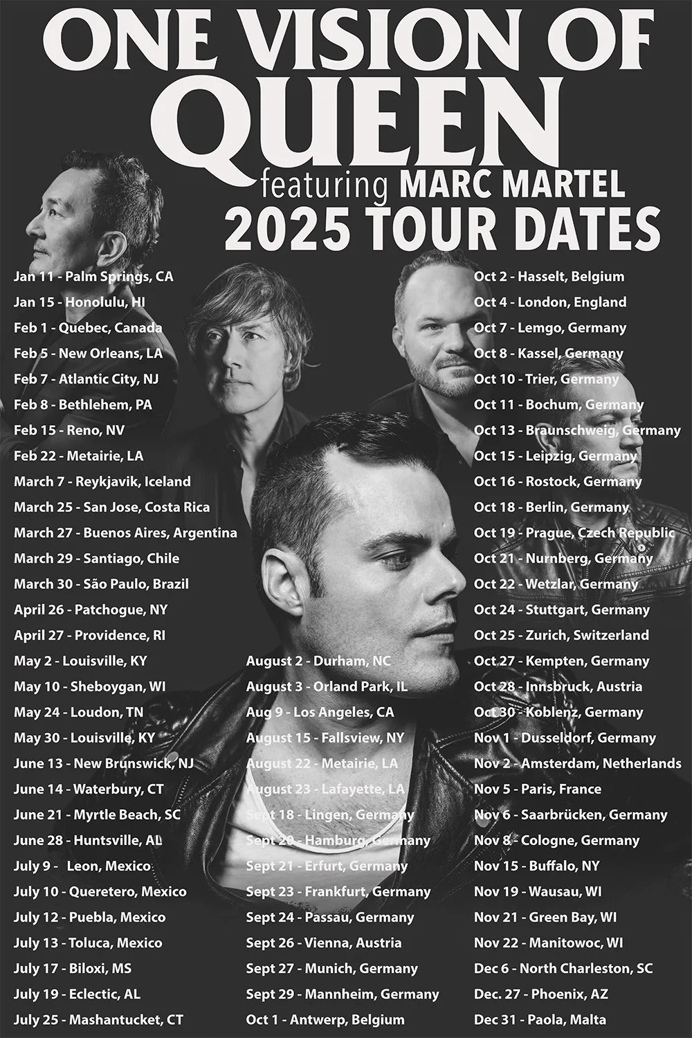 One Vision of Queen Tour Poster 2025